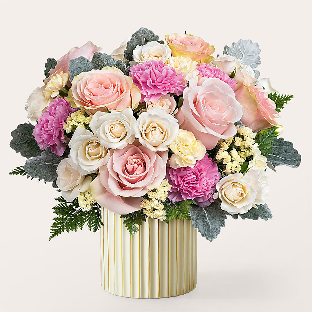 Blissful Moments Bouquet with Ivory Vase – Neilsen Florist, Seattle WA