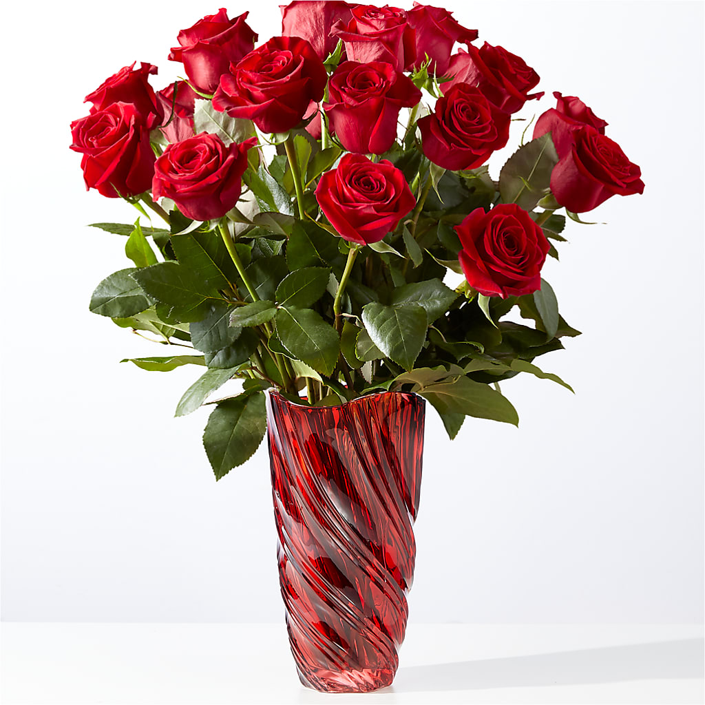 Classic Love Red Rose Bouquet with Luxe Swirl Vase – Neilsen Florist, Seattle WA