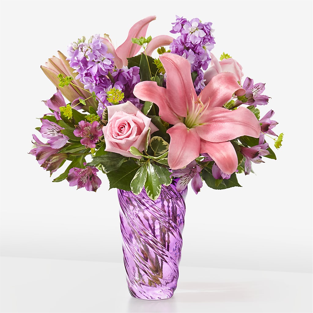 Precious Petals Bouquet with Luxe Swirl Vase – Neilsen Florist, Seattle WA
