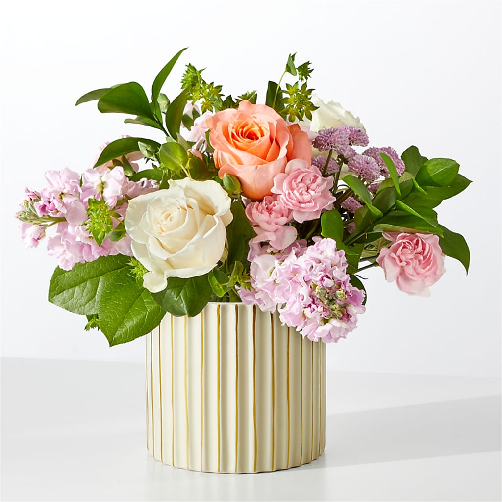 French Market Bouquet with Ivory Vase – Neilsen Florist, Seattle WA