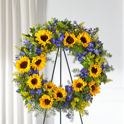 Bright Rays Wreath –  Neilsen Florist, Seattle WA