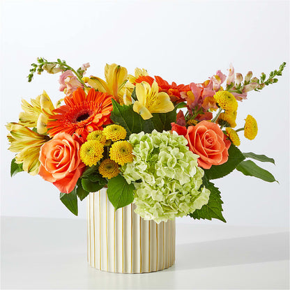 Autumn Sunshine Bouquet with Ivory Vase –  Neilsen Florist, Seattle WA