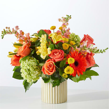 Autumn Sunshine Bouquet with Ivory Vase –  Neilsen Florist, Seattle WA